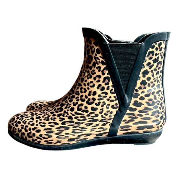 Women's London Fog Piccadilly Waterproof Leopard Animal Print Rain Boots Size 8 - Picture 9 of 9
